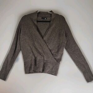.STATE Soft Wrap Sweater XS Brown Cozy Surplice V-Neck Long Sleeve Knit Top